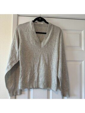 Faithfull The Brand Wool Cashmere Gray V Neck Sweater Size 6